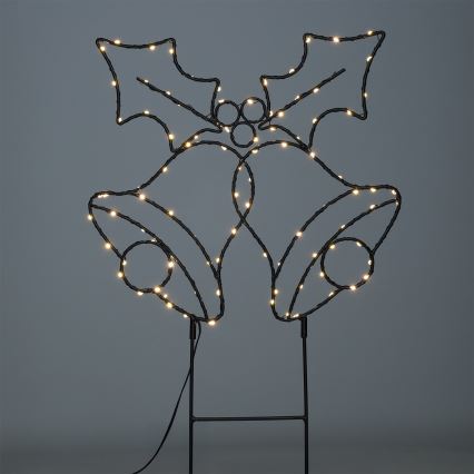 LED уличное рождественское украшение 100xLED/3xAA IP44, тёплый белый свет, колокольчики