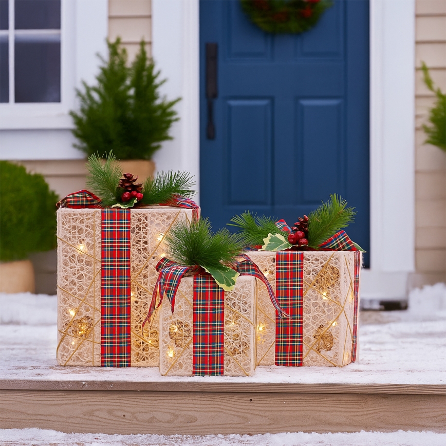 НАБІР 3x LED Різдвяні подарунки 48xLED/3,6W/230V IP44 тепле біле