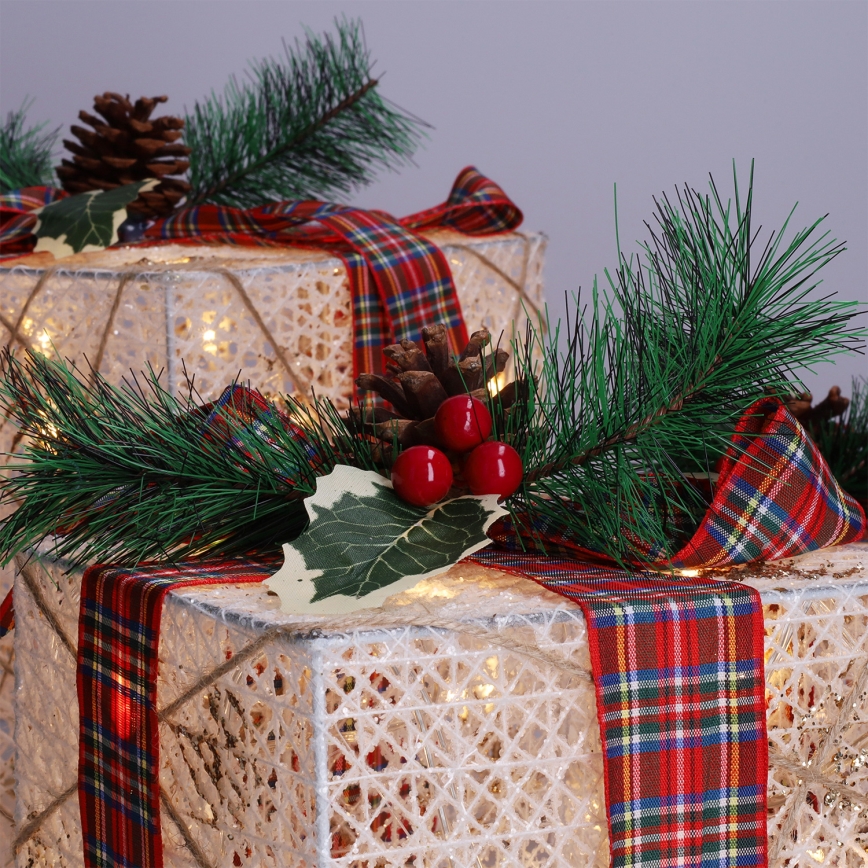 НАБІР 3x LED Різдвяні подарунки 48xLED/3,6W/230V IP44 тепле біле