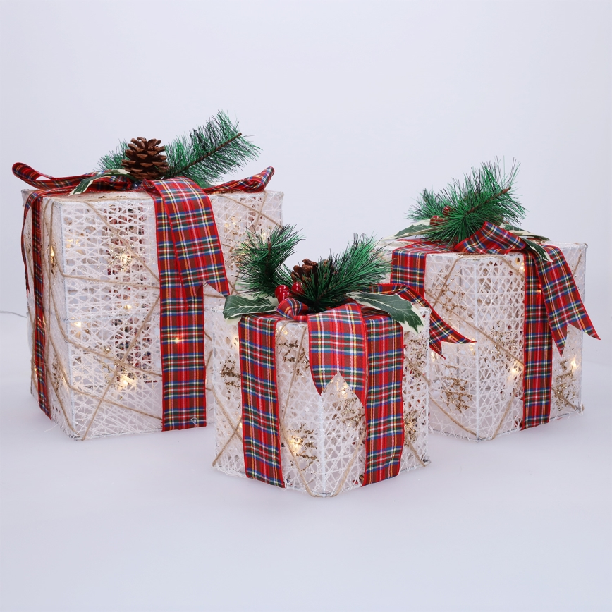 НАБІР 3x LED Різдвяні подарунки 48xLED/3,6W/230V IP44 тепле біле