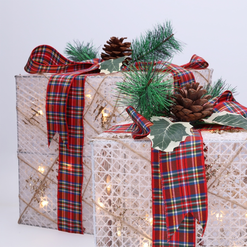 НАБІР 3x LED Різдвяні подарунки 48xLED/3,6W/230V IP44 тепле біле