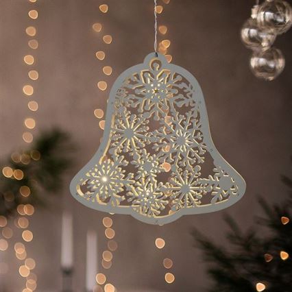 Светодиодное рождественское украшение 9xLED/2xAA тёплый белый колокольчик