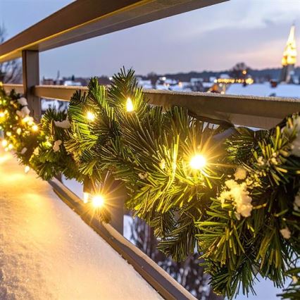 LED уличная рождественская гирлянда GIRLANDA, 80×LED, питание 3×AA, длина 500 см, степень защиты IP44