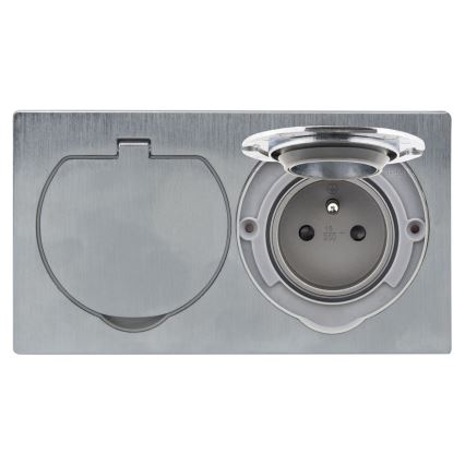 Вулична вбудована підлогова подвійна розетка IP55