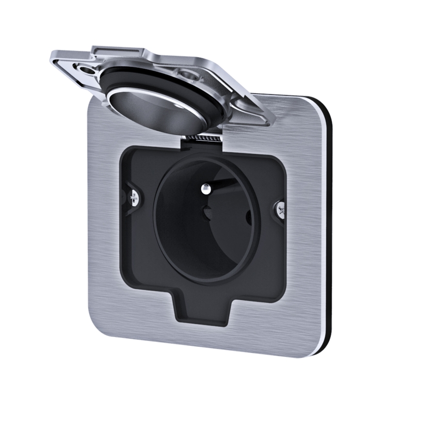 Уличная встроенная напольная розетка IP55 угловой