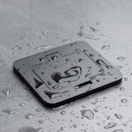 Вулична вбудована підлогова розетка IP55 чорна прямокутна