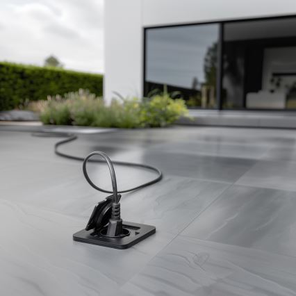 Вулична вбудована підлогова розетка IP55 чорна прямокутна