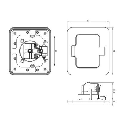 Вулична вбудована підлогова розетка IP55 чорна прямокутна