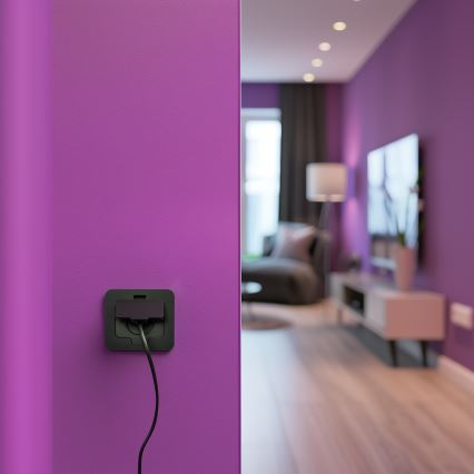 Вулична вбудована підлогова розетка IP55 чорна прямокутна