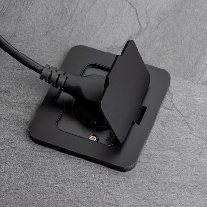 Вулична вбудована підлогова розетка IP55 чорна прямокутна