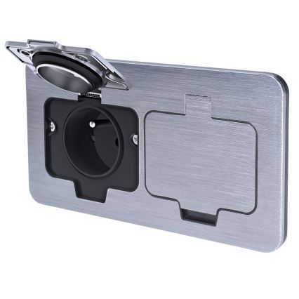 Вулична вбудовувана підлогова подвійна розетка IP55 квадратна