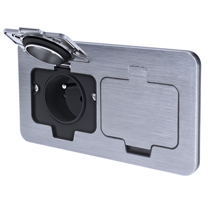 Вулична вбудовувана підлогова подвійна розетка IP55 квадратна