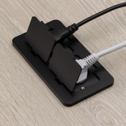 Уличная встроенная напольная двойная розетка IP55 черный прямоугольная