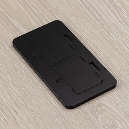 Вулична вбудована підлогова подвійна розетка IP55 чорна прямокутна