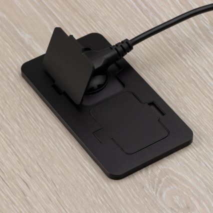 Вулична вбудована підлогова подвійна розетка IP55 чорна прямокутна