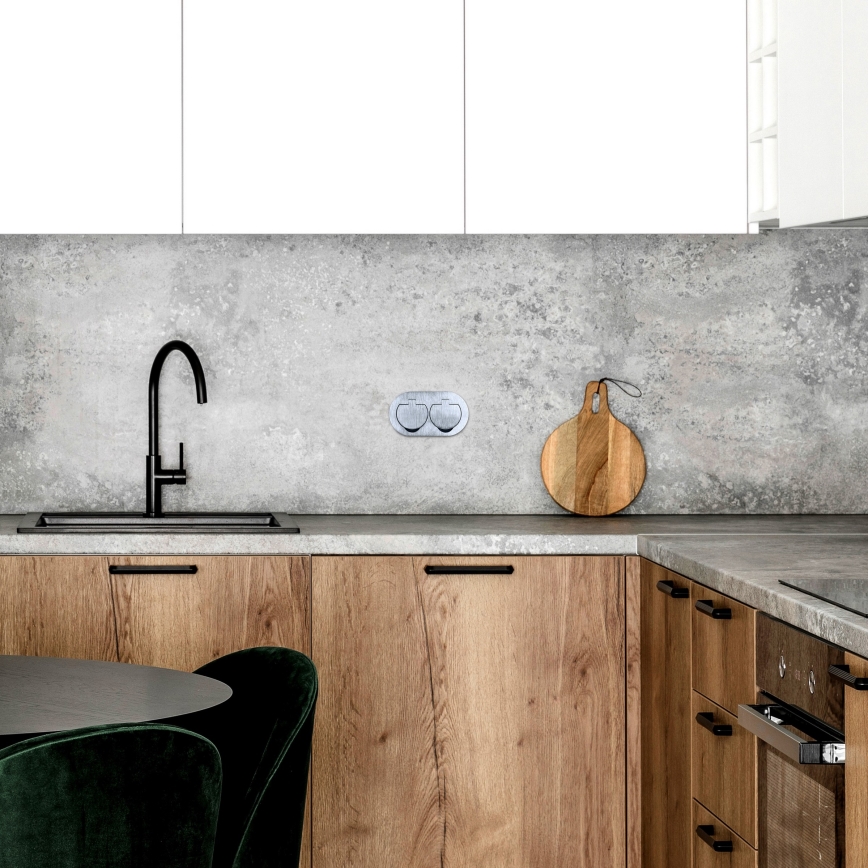 Уличная встроенная напольная двойная розетка IP55 круглый