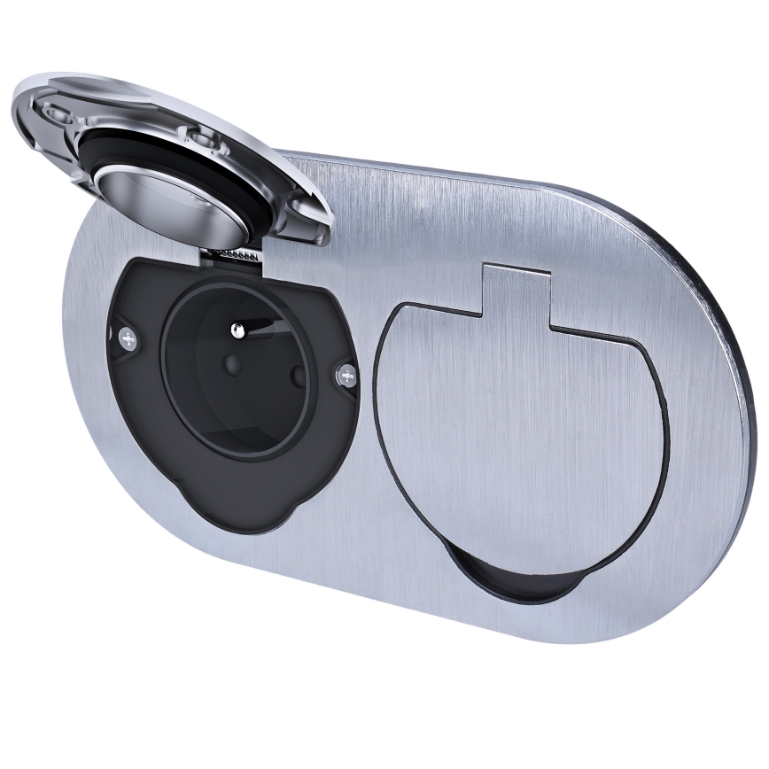 Вулична вбудовувана підлогова подвійна розетка IP55 кругла