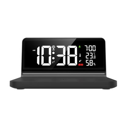 LED Будильник з РК-дисплеєм і бездротовою зарядкою Qi LED/10W/230V