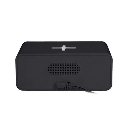 Цифровий годинник із бездротовою зарядкою Qi, 230V/CR2032, чорний