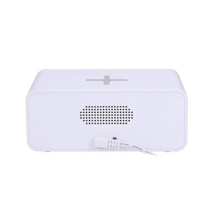 Цифровые часы с беспроводной зарядкой Qi, питание 230 В / CR2032, белые