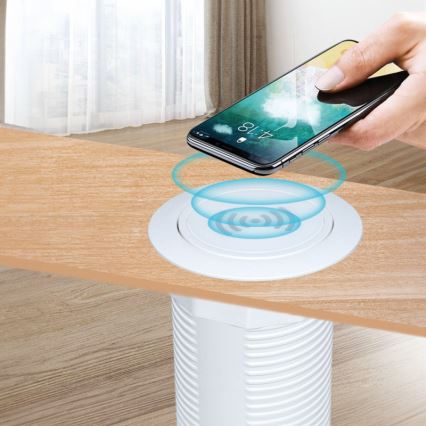 Встроенное беспроводное зарядное устройство + USB A+C белый
