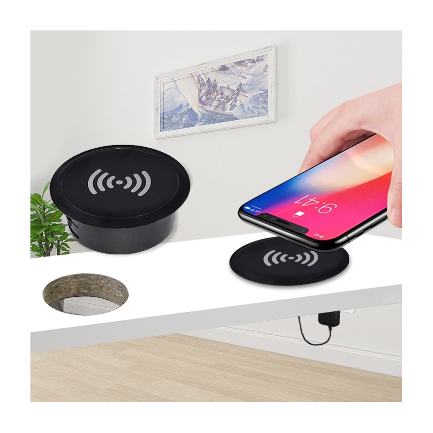 Встроенное беспроводное зарядное устройство черный