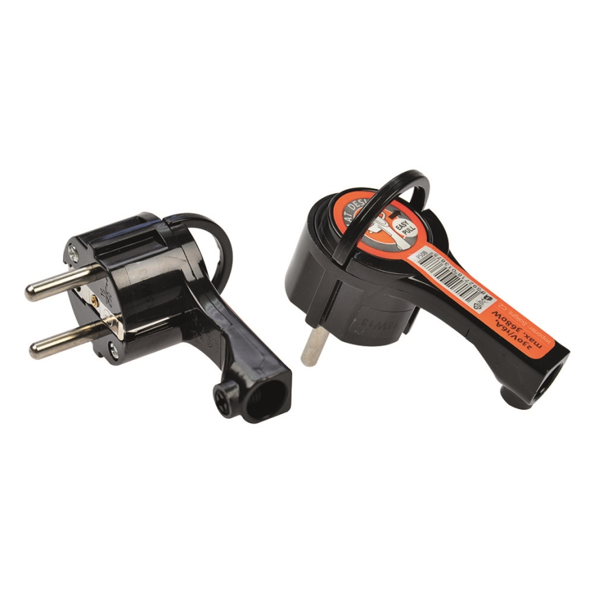 Кутовий штекер 230V/16A чорний