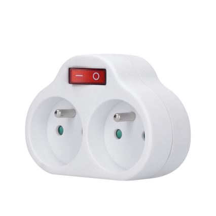 Розетка-розгалужувач з вимикачем 2x10A/230V