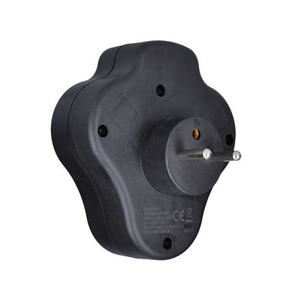 Розетка-розгалужувач з USB A+C зарядним пристроєм і перемикачем 2x10A чорний