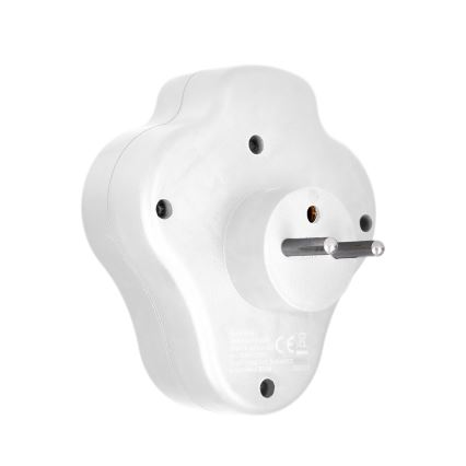 Розетка-розгалужувач з USB A+C зарядним пристроєм і перемикачем 2x10A білий