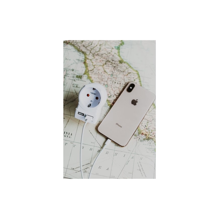 Дорожній адаптер для Великобританії 230V + 2x USB-порт
