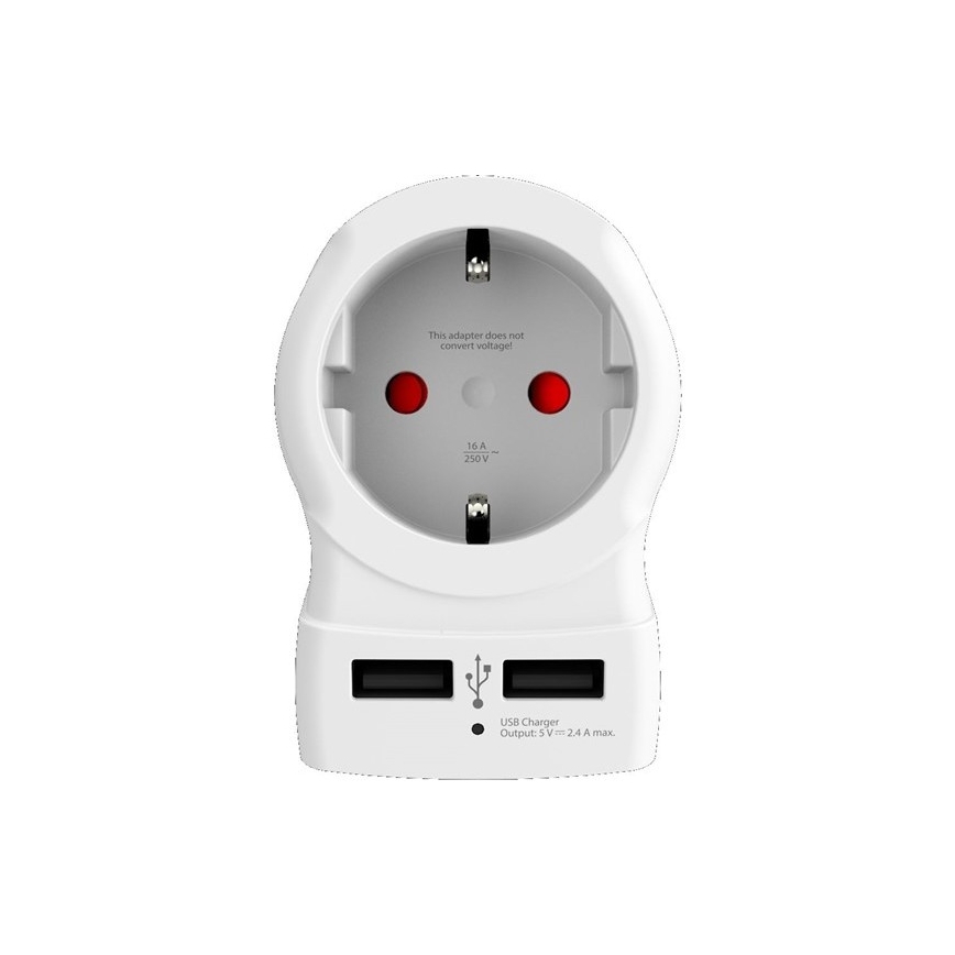 Дорожній адаптер для Великобританії 230V + 2x USB-порт