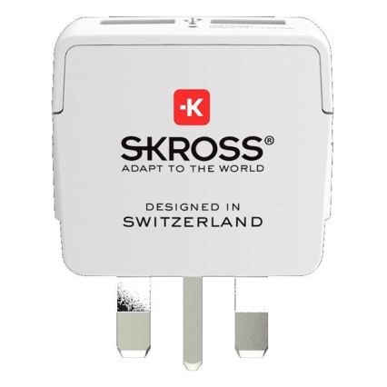 Дорожній адаптер для Великобританії 230V + 2x USB-порт