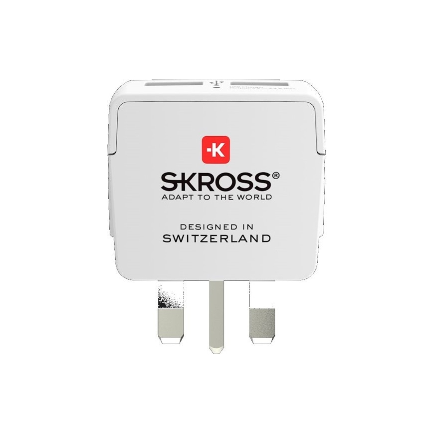 Дорожній адаптер для Великобританії 230V + 2x USB-порт
