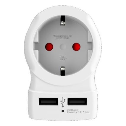 Дорожній адаптер для США 230V + 2x USB-порт