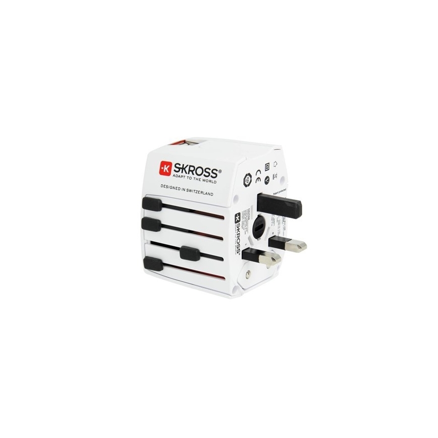 Дорожній адаптер міжнародний 230V + 2x USB-порт