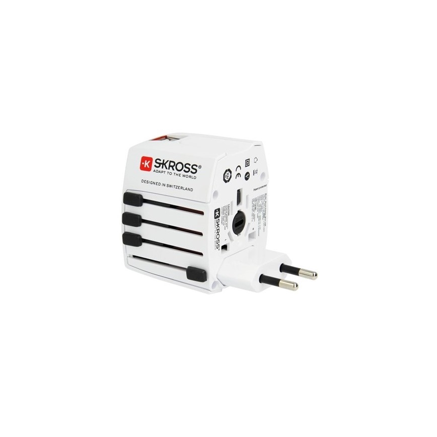 Дорожній адаптер міжнародний 230V + 2x USB-порт