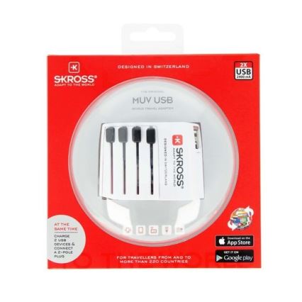Дорожній адаптер міжнародний 230V + 2x USB-порт