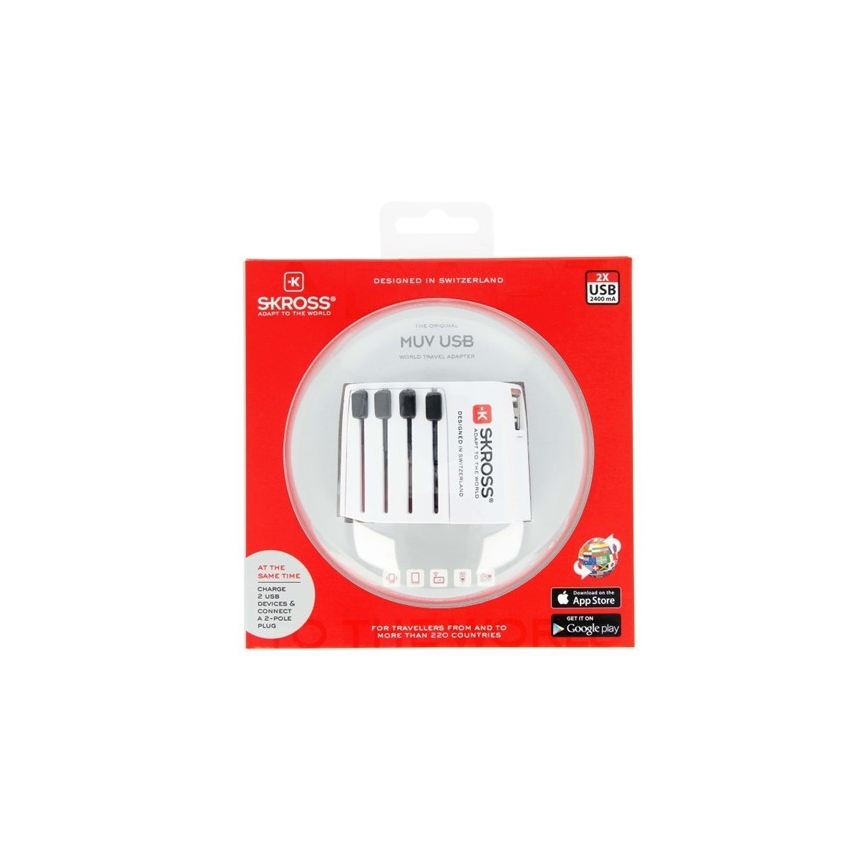 Дорожній адаптер міжнародний 230V + 2x USB-порт