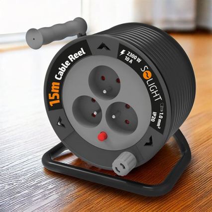 Подовжувач на котушці, 3 розетки, 12 м