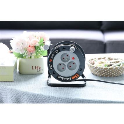 Удлинитель на катушке с 3 розетками, 12 м