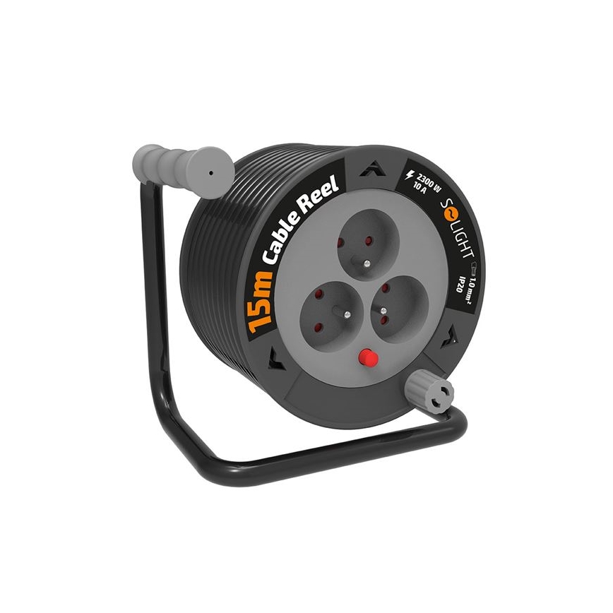 Удлинитель на катушке с 3 розетками, 12 м