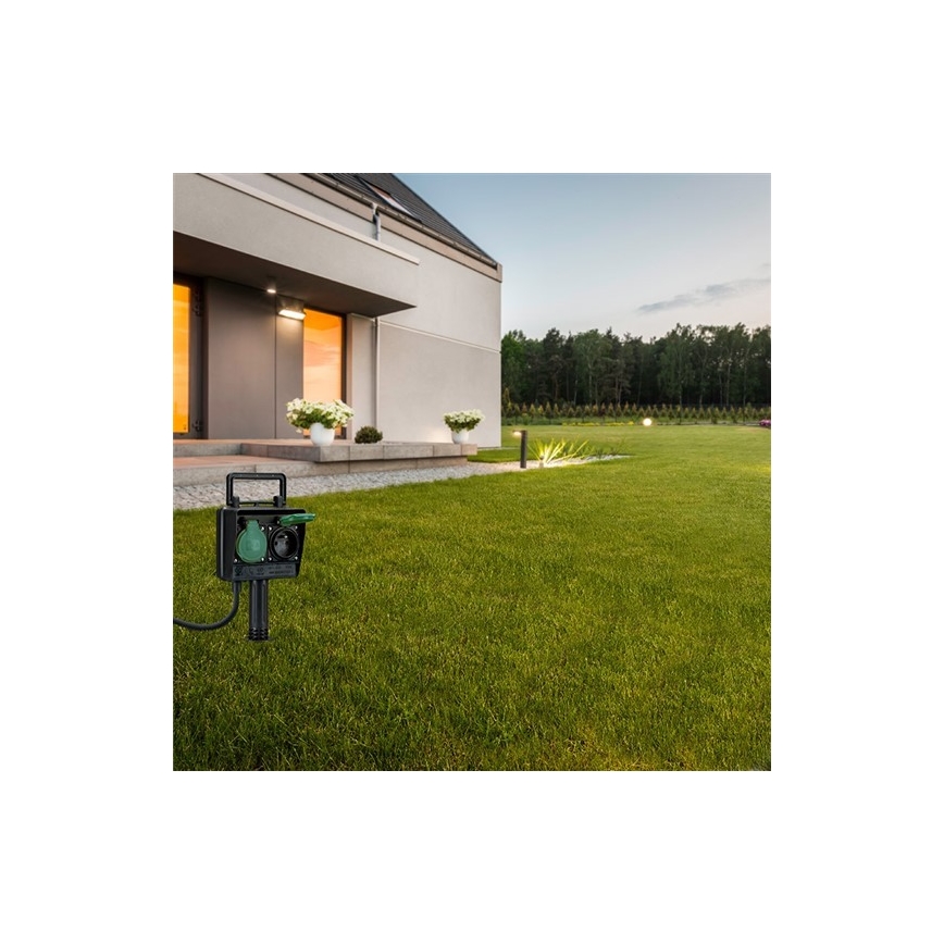 Уличная садовая розеточная колонна IP44 + резиновый кабель 1,5 м