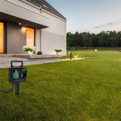 Вуличний садовий блок-колона з розетками IP44 + гумовий кабель 1,5 м