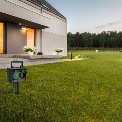 Вулична садова стійка з розетками IP44 + гумовий кабель 1,5 м