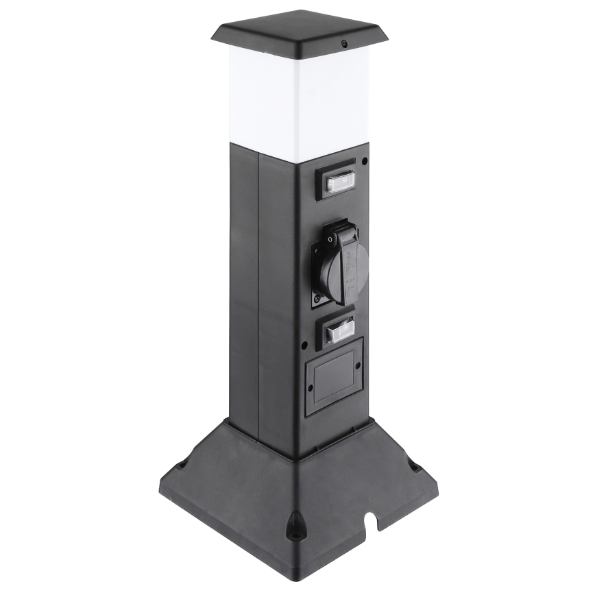 Уличная лампа с 2 розетками 1xE14/15W/230V IP44 черный