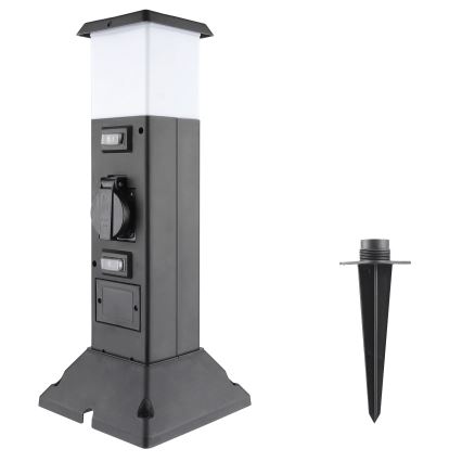 Уличная лампа с 2 розетками 1xE14/15W/230V IP44 черный