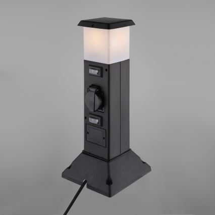 Уличная лампа с 2 розетками 1xE14/15W/230V IP44 черный