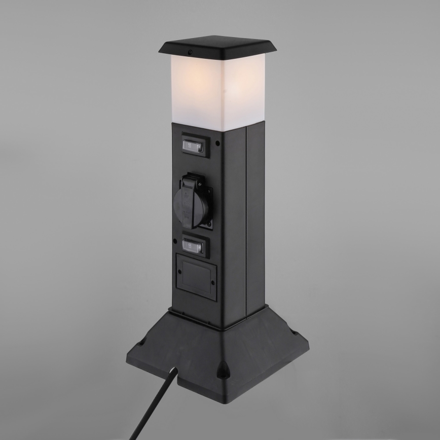 Уличная лампа с 2 розетками 1xE14/15W/230V IP44 черный