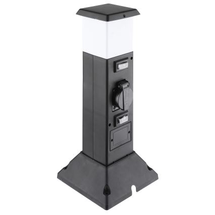 Уличная лампа с 2 розетками 1xE14/15W/230V IP44 черный